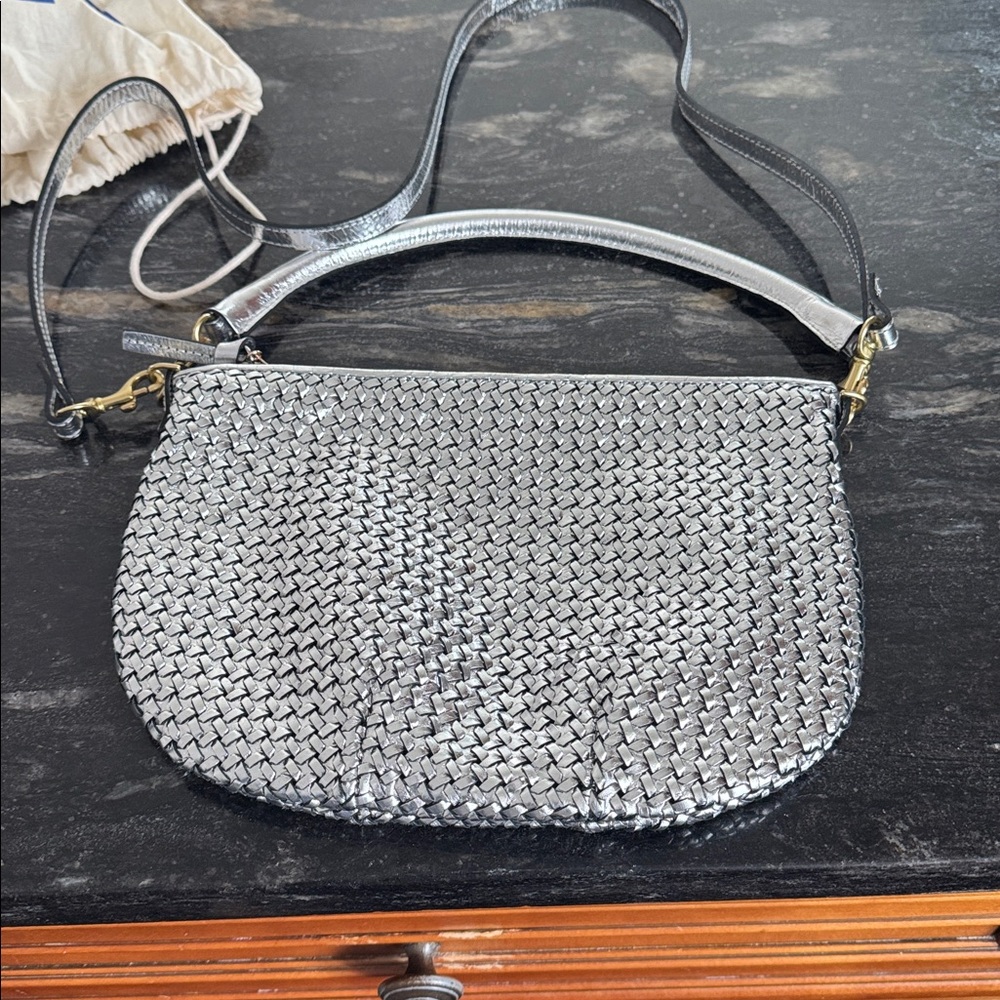 Chic Silver Woven Crossbody Bag